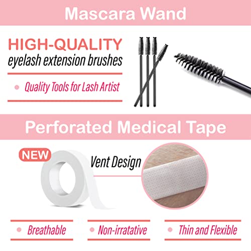 Eyelash Extension Supplies Kit - Gel Pads, Mascara Wands, Micro Applicators, Glue Rings, Tapes