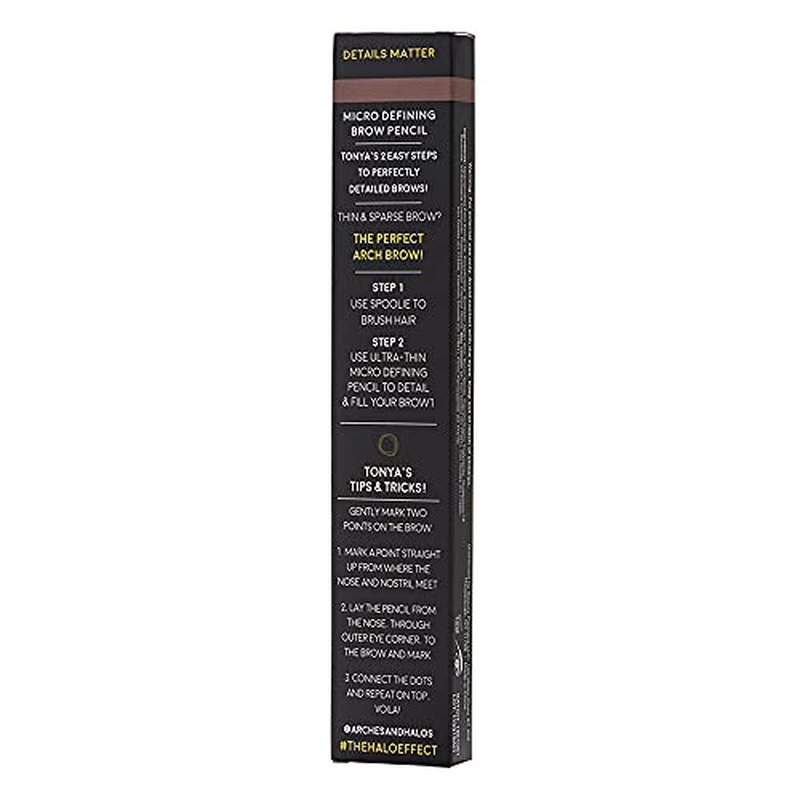Arches & Halos Micro Defining Brow Pencil - Get Fuller and More Defined Brows - Long-Lasting, Smudge Proof, Rich Color - Dual Ended Pencil with Brush - Vegan and Cruelty Free - Warm Brown, 0.08 g
