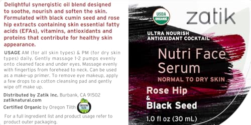 Zatik Naturals Nutri Face Serum Rose Hip & Black Seed 1 Fl Oz – Rose Hip & Black Seed