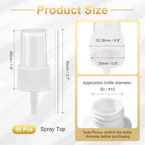 uxcell 50Pcs 20/410 Plastic Fine Mist Spray Nozzles Replacement for Bottles