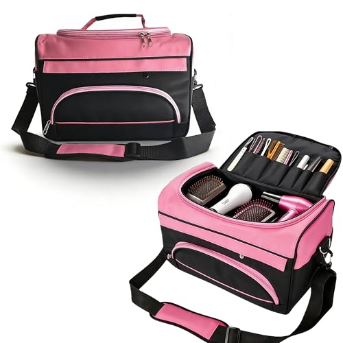 Hairdresser Barber Bag Large Capacity With Adjustable Strap Professional Cosmetology Case Hairstylist Traveling Bags For hair stuff and supplies for Salon Pink Hair Tools Bag