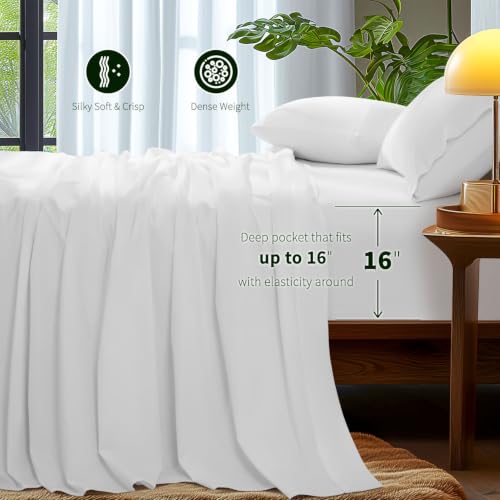 Egyptian Cotton Bed Sheet Set 4 Piece Luxury 1000 Thread Count King White