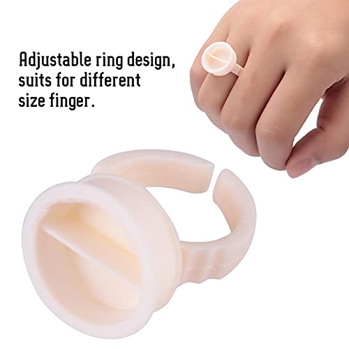 HURRISE 100pcs Cup Rings, Silicone Semi-Permanent Rings, Nail Art Adhesive Glue Holders, Palette for Eyelash Extension, Nail Art, (L)