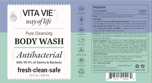Lemon Body Wash 12 Fl Oz Pack of 2 - Antibacterial & Nourishing Daily Cleanser
