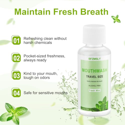 50 Pc TSA-Approved Travel Size Mouthwash - Alcohol-Free Mint Flavor - Leak-Proof Mini Bottles - Variation of THIS listing 50
