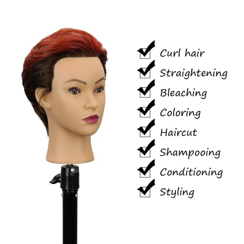 Mannequin Head Human Hair 14 Inch Dark Brown - Practice & Styling Head with Stand & Clips - Variation 4