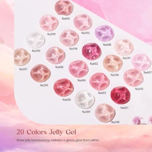 Beetles Nude Pink Gel Nail Polish Set - 20 Colors with Rhinestones & Top Coats (Variation: E - Nude Pink Brown)