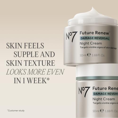 No7 Future Renew Damage Reversal Night Cream 1.69 oz | Peptide-Based Anti-Aging Moisturizer