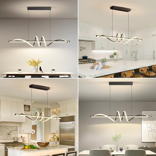 A-Black 39in Dimmable LED Pendant Light with Remote Control, Adjustable Color Temp