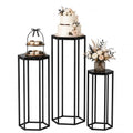 Black Hexagon Metal & Wooden Marble-Pattern Party Stand Set of 3 - Urban Deco
