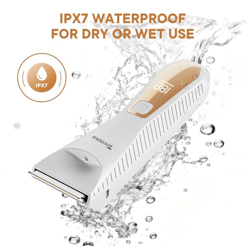 TEENOVA White 2-in-1 Body & Groin Hair Trimmer for Men - Waterproof, Cordless with LED