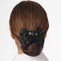Ovation Premium Show Bow with Black Gem Floral Accent - Elegant Hair Accessory