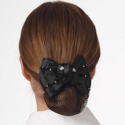 Ovation Premium Show Bow with Black Gem Floral Accent - Elegant Hair Accessory
