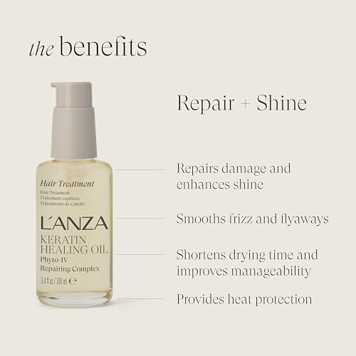 L'ANZA Keratin Healing Hair Oil Treatment, Keratin Infused Treatment, Hair Oil For Damaged Locks, Cruelty Free Healing Ingredients Repairs, Strengthens with UV Protection, New Bottle