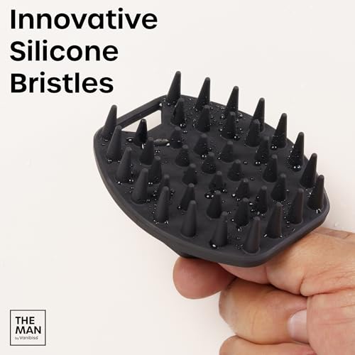 Beard Scrubber with Hook - Silicone Facial Hair Cleansing & Exfoliating Brush for Men