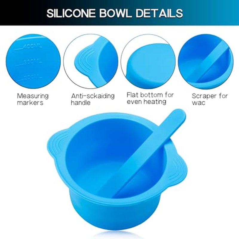 2Pcs Silicone Wax Warmer Liners, Wax Melt Liners for Warmers Reusable Non-Stick Wax Pot Silicone Bowl Replacement with 2 Wax Spatula Sticks for Hair Removal (Red, Blue)