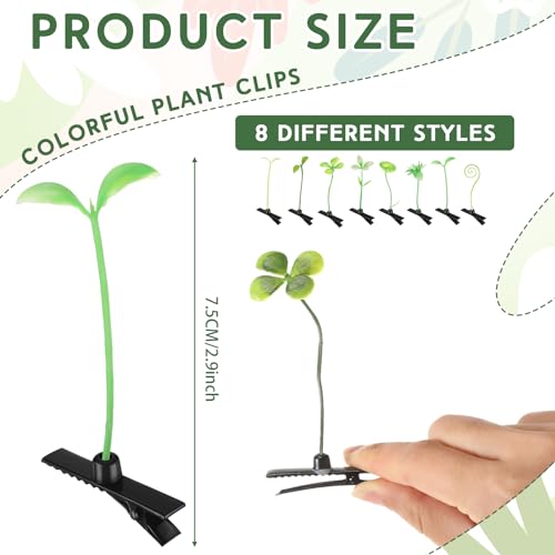 200 Pcs Rave Bean Sprout Hair Clips - Mixed Plant Style, Bright & Playful