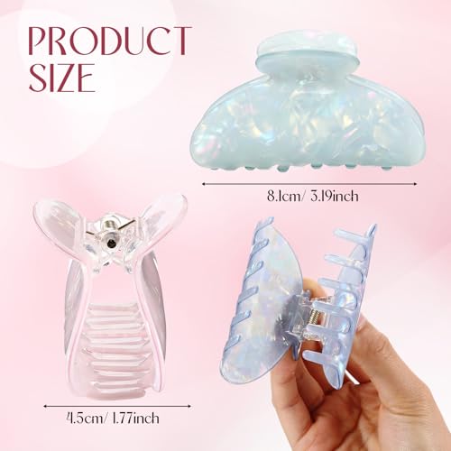 Mermaid Princess Hair Claw Clips Bulk Set - 16 Colorful Acrylic Hair Accessories, 3.19 Inch