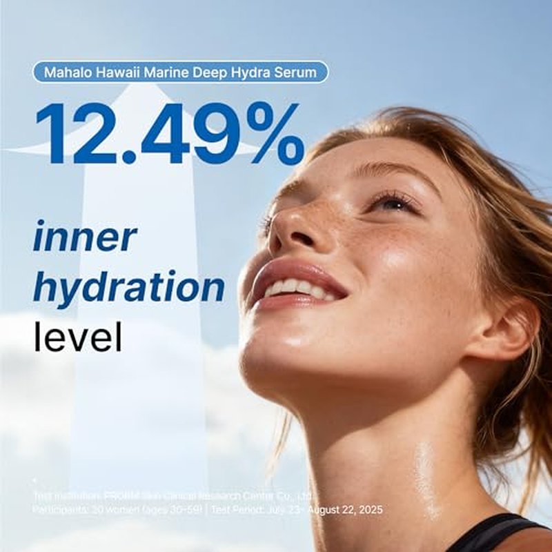 Mahalo Hawaii Marine Deep Hydra Serum ? Ultra Soothing, Cooling & Instant Hydration with 8-Type Hyaluronic Acid & Spirulina Extract, Lightweight Heat-Relief Serum, Korean Skin Care, 50ml
