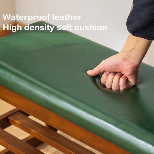 Solid Wood Shoe Rack Bench with Flip-Top Storage, Green, 21.65 inch