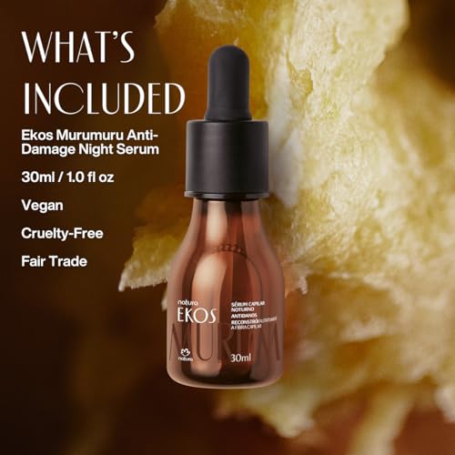 Natura Ekos Murumuru Anti-Damage Night Serum - Increases Hair¡¯s Natural Keratin Production - Replenish Nutrients & Rebuild Hair Fiber - Vegan Hair Care - Brazilian Beauty Secrets - Hair Care 30ml