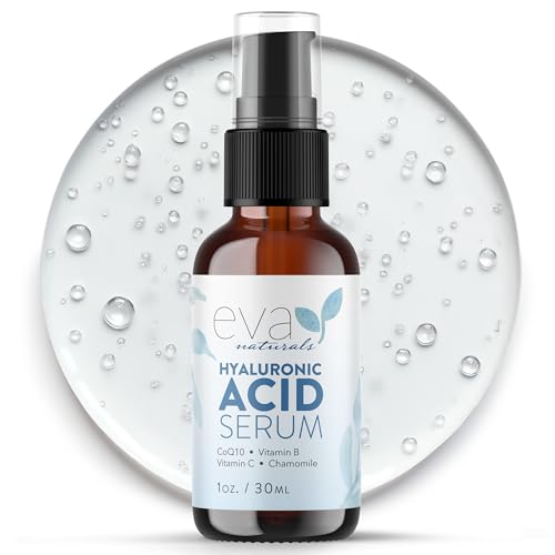 Eva Naturals Hyaluronic Acid Serum for Face ? Pure Facial Gel with Natural Moisturizing Factors + HA ? Anti-Aging Face Serum for Wrinkles, Fine Lines, Dry Skin, Lifted Glow ? 1 oz