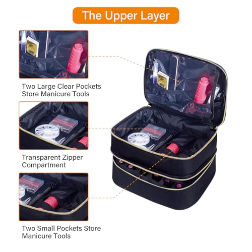 Nail Polish Organizer Bag Holds 30 Bottles Black Travel Storage Case