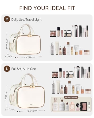 Prite Large Waterproof Makeup Bag with Brush Holder – Travel Cosmetic Case