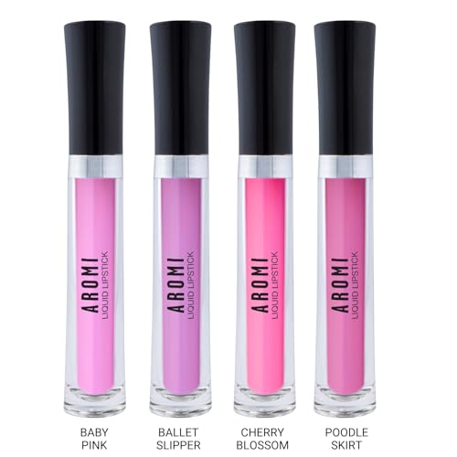 Aromi Matte Liquid Lipstick Bundle | Long-lasting, Light, Baby Pink Lip Color for Women (Light Pink Liquid Lipstick Bundle) | Matte Finish, Light Pink Lip Color, Long-Lasting, Long Wear Lip Color, Four Pink Shades