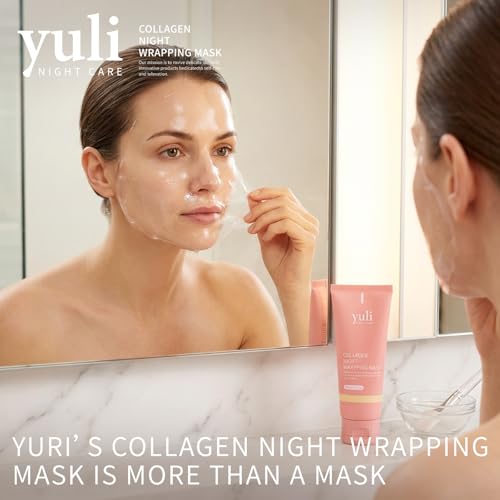 YULI Collagen Overnight Wrapping Peel Off Face Mask, Yuri Overnight Collagen Face Mask Easy Peel Off Facial Mask Skin Care Night Mask