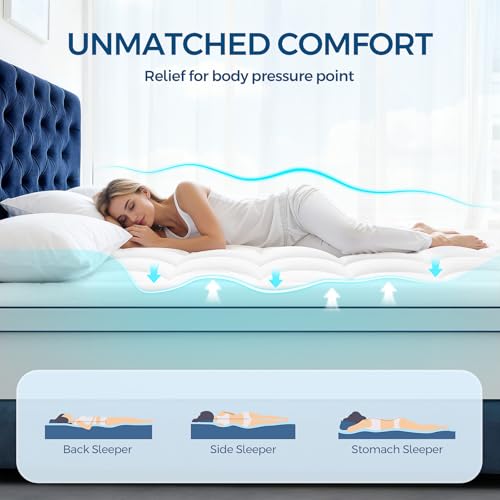 White King Size Dual Layer Memory Foam Mattress Topper - 4 Inch Gel & Pillow Top