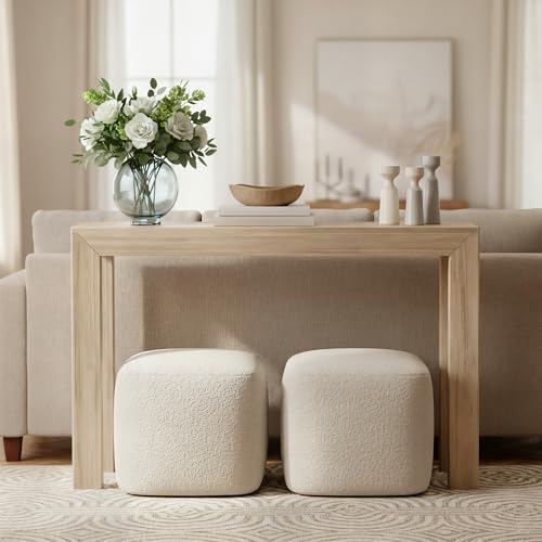 Plank+Beam Blonde Modern Console Table 46 Inch - Sleek Minimalist Entryway & Living Room Accent