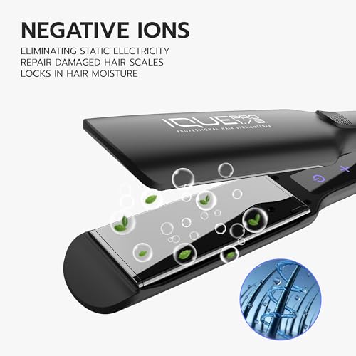 iQUE 1.75-Inch Titanium Silk Press Flat Iron Hair Straightener - Dual Voltage
