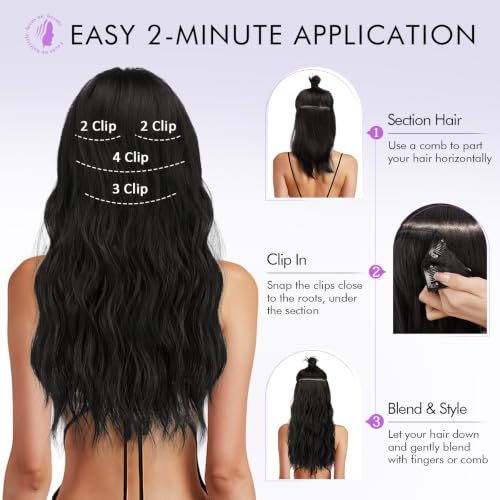Clip-In Hair Extensions 16 Inch Curly Auburn Synthetic Hairpiece - Copper Brown Variation