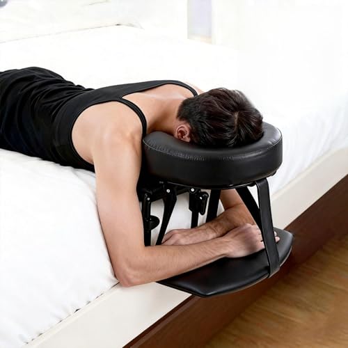 Adjustable Bed Massage Headrest with Armrest for Post-Surgery Recovery - Portable Face Down Pillow, Fits 6-17 Inch Mattresses, Black