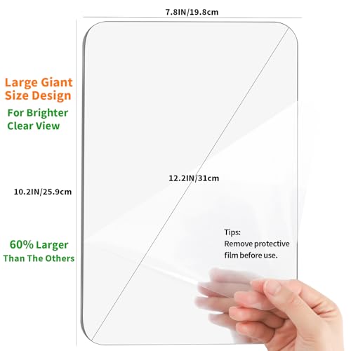 Shower Mirror Fogless Shaving Large(10.3x7.9in) - Includes 2 Razor Holders & 2 Mirror Holders, Unbreakable & Easy Install & NO-Drilling, Fog Free (No Fog) Shower Mirror for Shaving