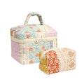 2Pcs Mini Floral Quilted Makeup Bag set,Cute Cosmetic Bag for Women and Girls,Travel Coqutee Aesthetic Organized Bag(Classic floral)
