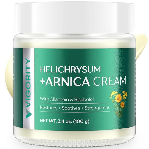 Vigority Arnica Bruise Cream 3.4oz with Helichrysum - Unscented, for Sensitive Skin, 1 Pack