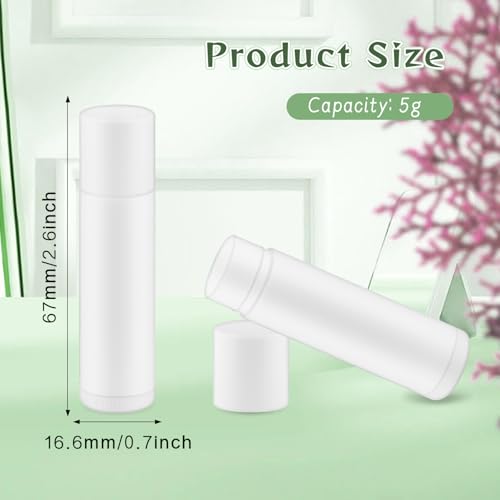 200 Pcs 5g Empty Lip Balm Tubes - White, Rotatable Lipstick Containers for DIY Makeup