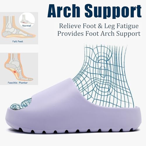 Jaeynow Cloud Slides for Women Men - EVA Recovery Open Toe Shower & Indoor Outdoor Sandals, Light Purple, Size 11-12 Women / 10-11 Men