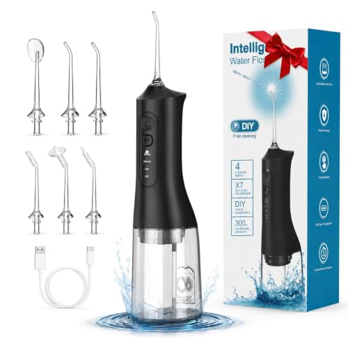 Rechargeable Water Flosser with 4 Modes & 6 Tips - Portable Oral Irrigator for Dental Care