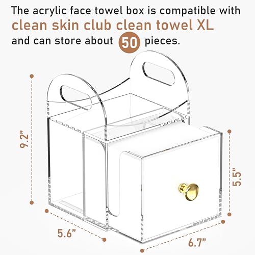 Dual-Purpose Acrylic Face Towel Storage Box with Drawer - Compatible with XL Towels & Makeup Organizer