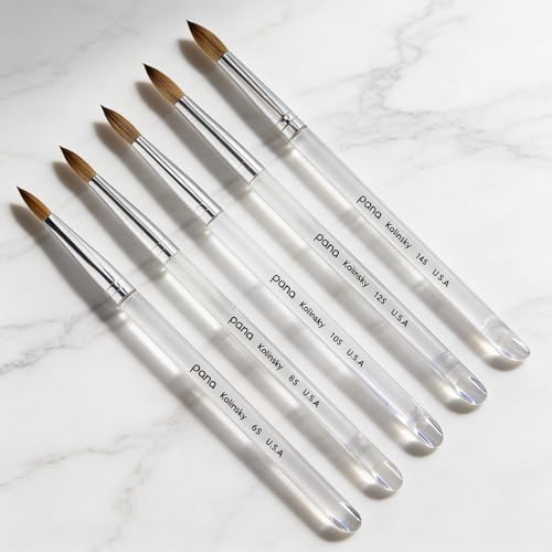 PANA Pure Kolinsky Nail Brush Size 8 Clear Acrylic Handle for Nail Art & Extensions