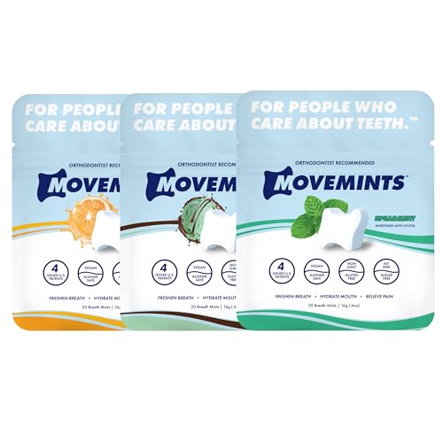 Movemints Clear Aligner Mints - Edible Dry Mouth & Breath Freshener (3 Pack)