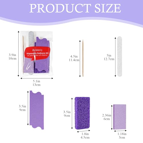 5 in 1 Disposable Pedicure Manicure Kit Set - 80/100 Grit, 50 Count, Portable & Hygienic