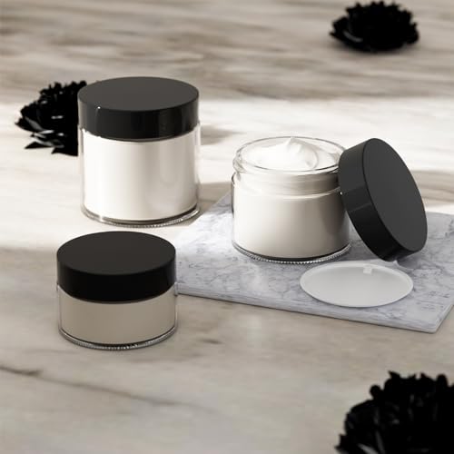 15 Pack 4 oz Clear Glass Cosmetic Jars with Black Lids & Labels