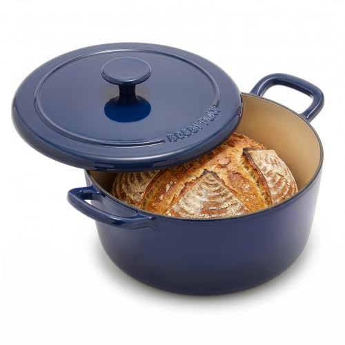 GreenPan x Bobby Flay 5.5QT Navy Enameled Cast Iron Dutch Oven with Lid - Cobalt Blue Variation
