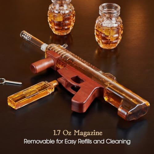 Transparent Whiskey Decanter Gift Set with 2 Grenade Glasses - Kollea
