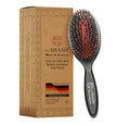 SHASH Hand Made German Nylon Boar Bristle Hair Brush Medium Black - Gentle Detangling