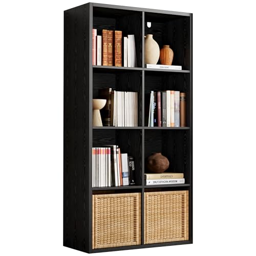 IRONCK 8-Cube Storage Organizer Reversible Bookshelf Black - Modern Home & Office Storage